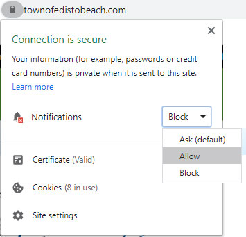 chrome notification settings